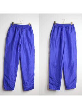 Electric Blue Silk High Waist Drawstring Joggers - Small
